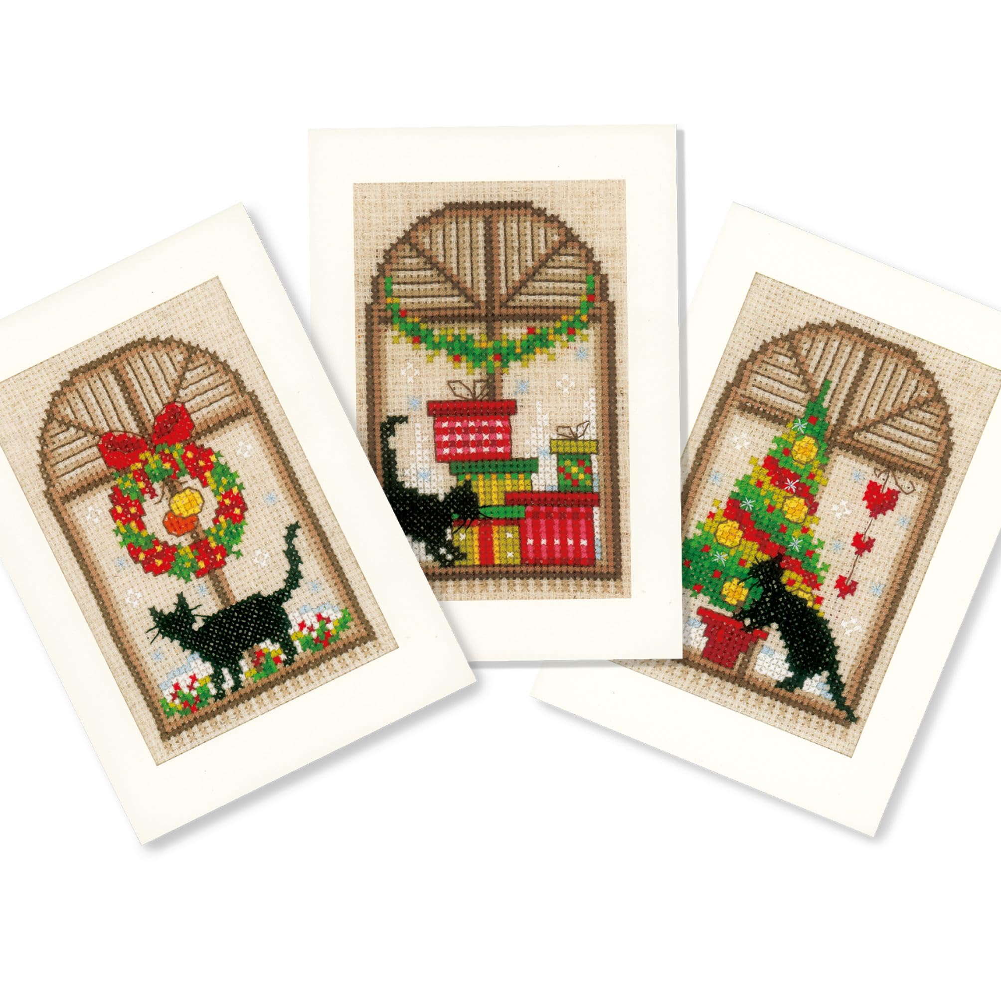 Amazon.com: Vervaco Counted Cross Stitch Christmas Cards Kit Set